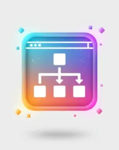 3D flowchart icon representing URL and site navigation logic review during the SEO audit.
